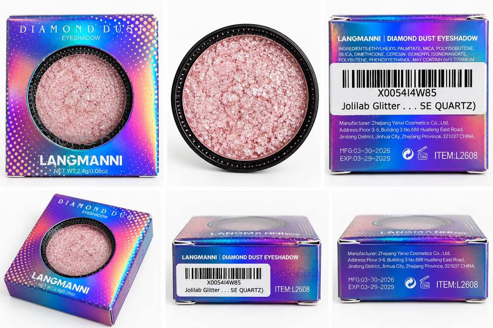 LANGMANNI Diamond Dust Rose Quartz Pink Shimmer Glitter Eyeshadow 2.4g New